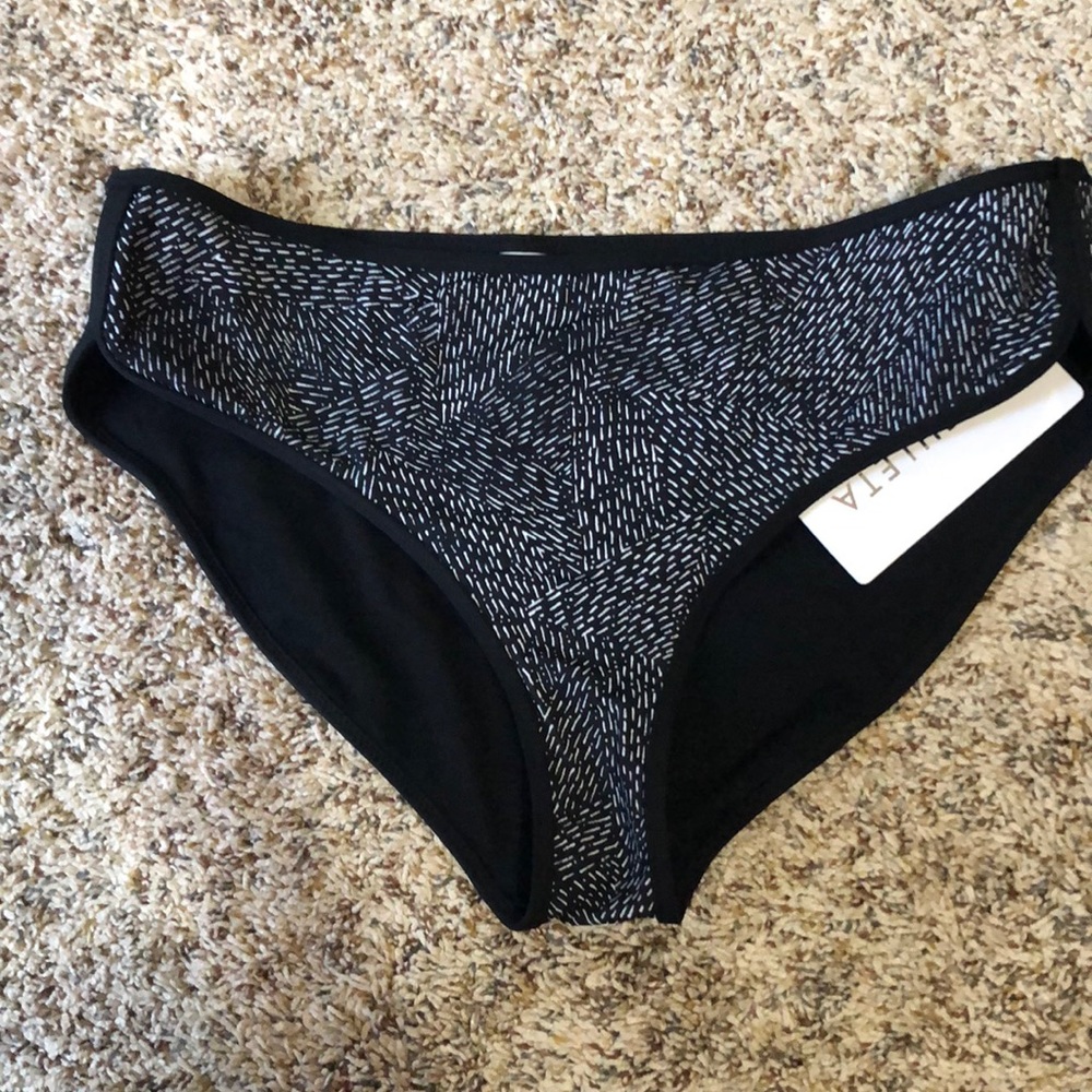 Athleta Black Sands Mid Rise Swim Bottom